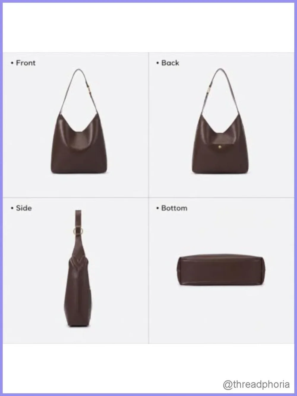 Vegan Leather Hobo Shoulder Bag Tote Satchel Purse with Snap Pocket